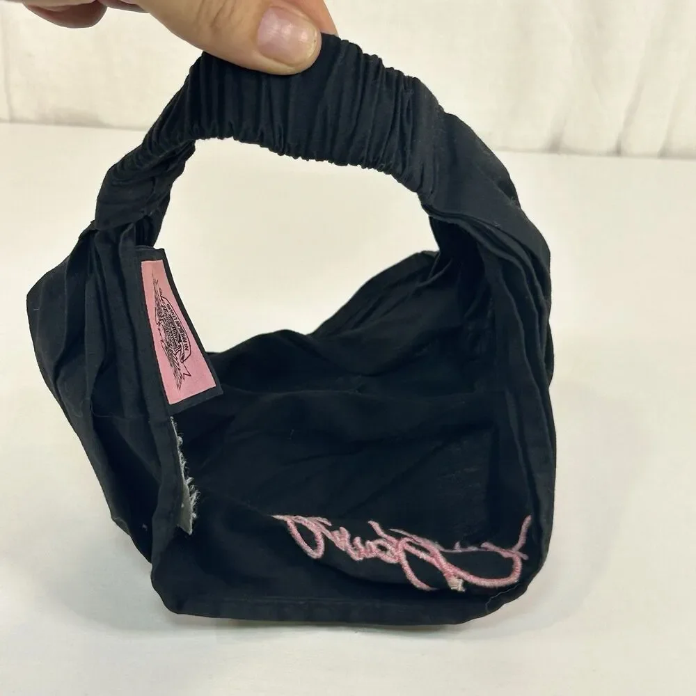 HARLEY DAVIDSON WOMENS Black HEAD Wrap BAND Pink Embroidered Elastic